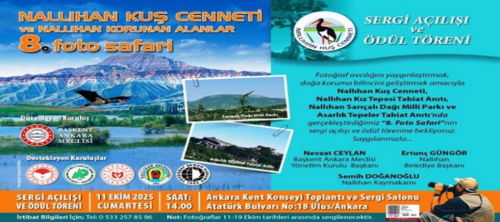 Nallıhan Kuş Cenneti Sergisi Yarın Ankara Kent Konseyi Salonunda Açılıyor. 